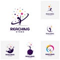 Set of Reaching Stars Logo Design Template. Dream star logo. Emblem, Colorful, Creative Symbol, Icon