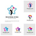 Set of Reaching Stars Logo Design Template. Dream star logo vector. Emblem, Colorful, Creative Icon Symbol Royalty Free Stock Photo