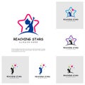 Set of Reaching Stars Logo Design Template. Dream star logo vector. Emblem, Colorful, Creative Icon Symbol Royalty Free Stock Photo