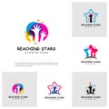 Set of Reaching Stars Logo Design Template. Dream star logo vector. Emblem, Colorful, Creative Icon Symbol Royalty Free Stock Photo