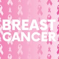 A set of ready-made designs of banners, leaflets, posters and postcards on the topic Breast Cancer. Vector illustration.