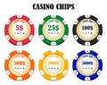 Set of a real colorful casino chips