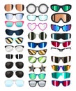 set of real colorful style glasses vector