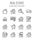 Set of real estate icons in modern thin line style. Royalty Free Stock Photo