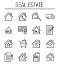 Set of real estate icons in modern thin line style. Royalty Free Stock Photo