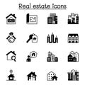 Set of Real estate related vector icons. contains such Icons as, condominium, apartment, blueprint, home, architecture, office,