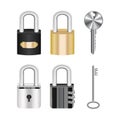 Set of real steel master lock and key Royalty Free Stock Photo