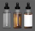 Set of real transparent medicine glass bottle with eye dropper