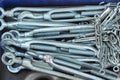 Set of real used stainless spanners Royalty Free Stock Photo