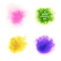 Set of Realistic Aquarelle Blots on White Background.