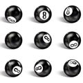 Set of realistic 8 ball. Isolated on a white background Royalty Free Stock Photo