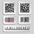 Set of realistic barcode and qr code black icon. Royalty Free Stock Photo