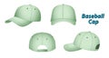 Set of Realistic Baseball cap Dimensions, Various Hat Dimensions, Design and Structure Illustration, isolated on white Royalty Free Stock Photo