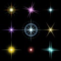 Set of beautiful multicolored stars