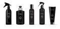 Set of realistic black cosmetic productSet of realistic black package luxury cosmetic product: