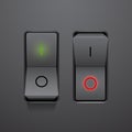 Set of realistic black toggle switches in on and off positions Royalty Free Stock Photo