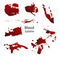 A set of realistic blood splashes.Drop and drop of blood.Blood stains isolated on a white background.Vector illustration Royalty Free Stock Photo