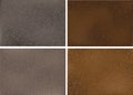 A set of realistic brown leather textures in four colours. Royalty Free Stock Photo