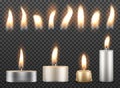 Set of realistic burning candles