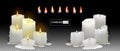 Set of burning white candles on a transparent background Royalty Free Stock Photo