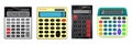 Set of realistic calculator business accounting isolated or calculator for finance work tool or realistic calculation technology