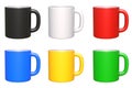 Set of Realistic ceramic cups or empty mugs for coffee, drink or tea on White Background