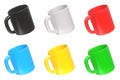 Set of Realistic ceramic cups or empty mugs for coffee, drink or tea on White Background