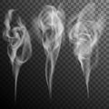 Set of realistic cigarette smoke waves. EPS 10 vector Royalty Free Stock Photo