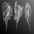 Set of realistic cigarette smoke waves. EPS 10 vector Royalty Free Stock Photo