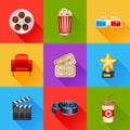 Set of realistic cinema icons