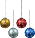 Set of realistic color christmas balls. Royalty Free Stock Photo