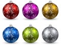 Set of realistic color christmas balls. Royalty Free Stock Photo