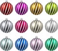 Set of realistic color christmas balls. Royalty Free Stock Photo