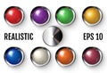 Set of realistic colored buttons with metallic borders Royalty Free Stock Photo