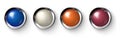 Set of realistic colored buttons with metallic borders Royalty Free Stock Photo