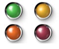 Set of realistic colored buttons with metallic borders Royalty Free Stock Photo