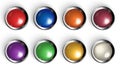 Set of realistic colored buttons with metallic borders Royalty Free Stock Photo