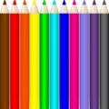 Set of Realistic Colorful Colored Pencils. Background of a row of colored pencils. Stock vector. Royalty Free Stock Photo