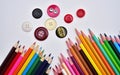 Set of Realistic Colorful Colored Pencils Royalty Free Stock Photo