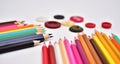 Set of Realistic Colorful Colored Pencils Royalty Free Stock Photo