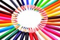 Set of Realistic Colorful Colored Pencils lined in circles Royalty Free Stock Photo