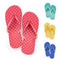 Set of Realistic Colorful Flip Flops Beach Slippers Royalty Free Stock Photo