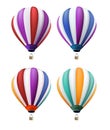 Set of Realistic Colorful Hot Air Balloons Flying