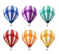 Set of Realistic Colorful Hot Air Balloons Flying Royalty Free Stock Photo