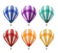 Set of Realistic Colorful Hot Air Balloons Flying