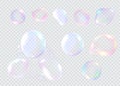 Set of realistic colorful soap bubbles. Transparent realistic soap bubbles isolated on transparent background. Royalty Free Stock Photo