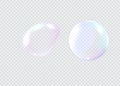 Set of realistic colorful soap bubbles. Transparent realistic soap bubbles isolated on transparent background. Royalty Free Stock Photo