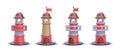 Set of realistic coloured lighthouses isolated on white background. Vector illustration Royalty Free Stock Photo