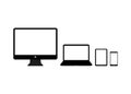 Set of realistic Computer, Laptop, Tablet and mobile phone. Modern flat screen computer monitor Royalty Free Stock Photo