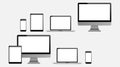 Set of realistic Computer, Laptop, Tablet and mobile phone. Modern flat screen computer monitor